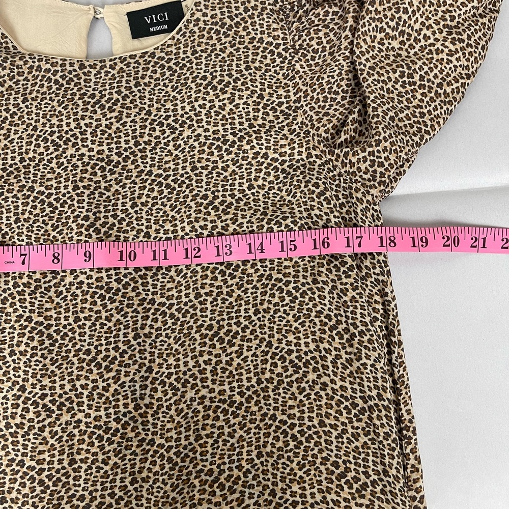 VICI Cheetah Prints 100%Rayon Mini Dress /Longline Tunic Dress 3/4Sleeve… - Picture 8 of 12